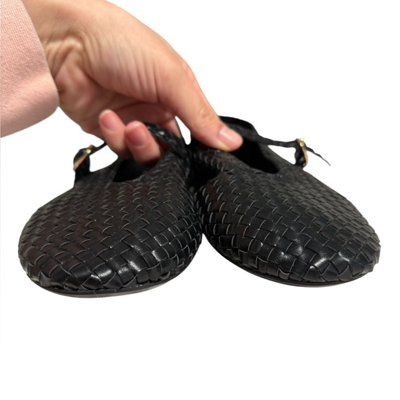House Of Harlow 1960 Bistro Black Faux Leather Woven‎ Ballet Flats 8.5 - Picture 5 of 6